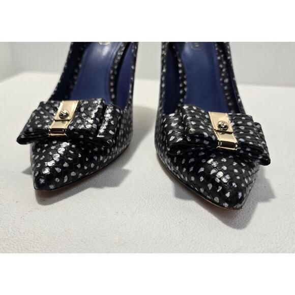 COACH Landrie Polka Dot Pointed Toe Bow Heels Black/White dots Women SZ 7 B - Picture 3 of 10